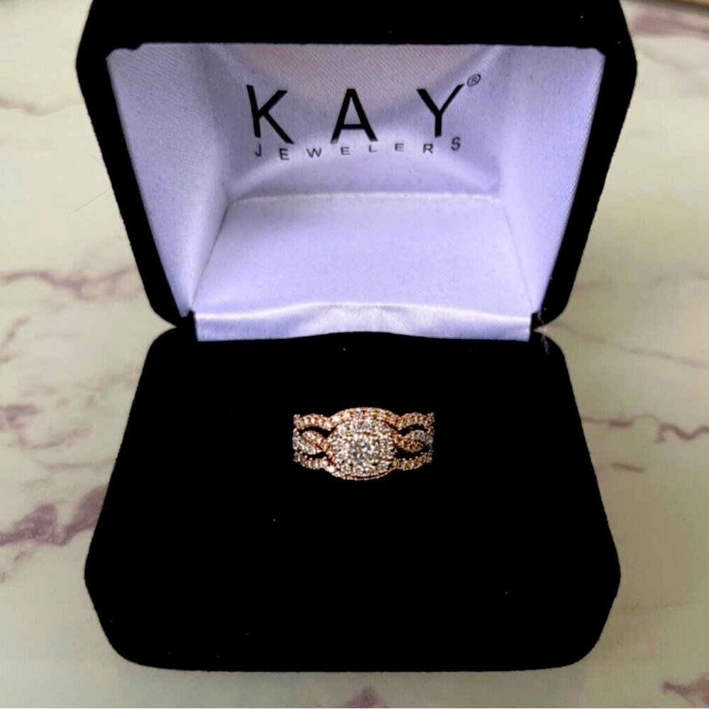 Neil Lane two tone rose gold bridal set